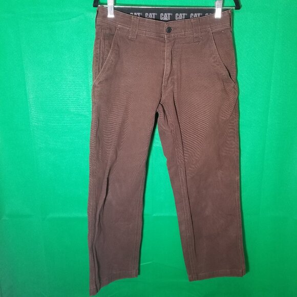 CAT Caterpillar Work Utility Pants Brown Flex Waistband Men's Size 30x26 - Picture 1 of 6
